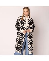 TRUEDAMES - Open Front Houndstooth Pattern Long Cardigan - Lyst