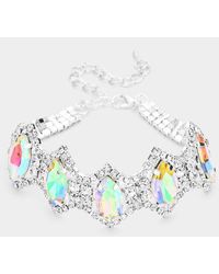 Fashnzfab - Marquise Glass Stone Cluster Link Rhinestone Pave Evening Bracelet Ab - Lyst