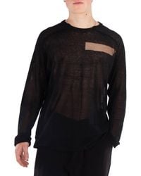 Yohji Yamamoto - Sheer Round Neck Long Sleeve T-Shirt, Brand Size 3 - Lyst
