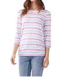 Fdj - Striped Three Quarter Sleeve Top - Lyst