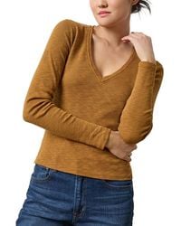 Lilla P - Slim Fit Rib Slub Long Sleeve V-Neck Shirt - Lyst