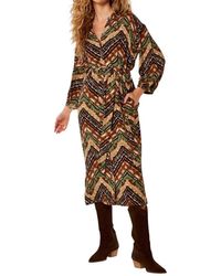 Apricot - Chevron Shirt Midi Dress - Lyst