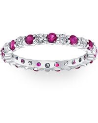 Pompeii3 - 1 Cttw Ruby & Diamond Wedding Eternity Stackable Ring 10K - Lyst