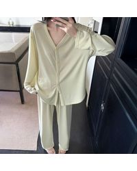 TRUEDAMES - Solid Color Long Sleeves Top Pants Loungewear Pajama Set - Lyst