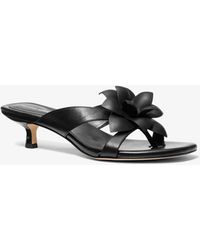 MICHAEL Michael Kors - Mk Jacie Floral Embellished Leather Kitten Heel Sandal - Lyst