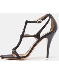 Ferragamo - Satin Crystal Embellished Ankle Strap Sandals - Lyst