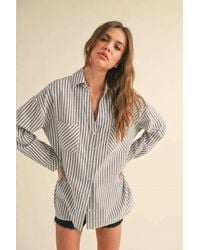 Miou Muse - Striped Button Down Boyfriend Shirt - Lyst