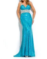 Rachel Allan - Spaghetti Strap With Crystal Beading Prom Gown - Lyst