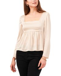 1.STATE - Square Neck Puff Sleeve Peplum Top - Lyst