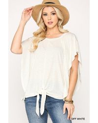 TRUEDAMES - Leopard Jacquard Knit Jersey Top With Front Tie, Ruffled Sleeve - Lyst
