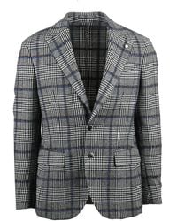 Luigi Bianchi - Plaid Wool Cotton Blended Jacket With Rounded Silhouette - Lyst