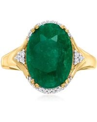 Ross-Simons - Emerald Ring With Diamond Accents - Lyst
