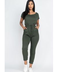 TRUEDAMES - Two-Way Shoulder Drawstring Jumpsuit - Lyst