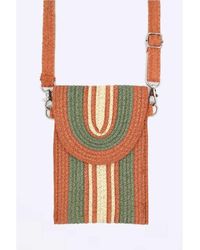 Fashnzfab - Mix Color Straw Crossbody Phone Bag - Lyst