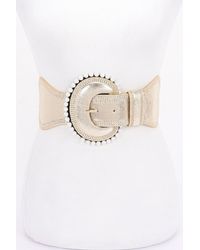Fashnzfab - Pearl Metallic Pu Elastic Belt - Lyst