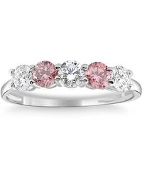 Pompeii3 - 1 Ct Pink Diamond Five Stone Anniversary Wedding Ring 14k White Gold Lab Grown - Lyst