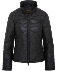 Infinity Leather - Puffer Quilted Bomber Leather Jacket - Lyst