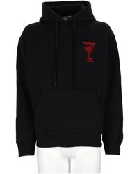 MSGM - Hooded Graphic Print Cotton Sweatshirt - Lyst