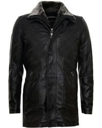 Infinity Leather - Removable Collar Mid Length Warm Jacket - Lyst
