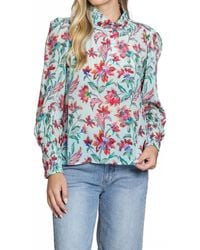 Apny - Puff Sleeve Blouse With Ruched Detail - Lyst