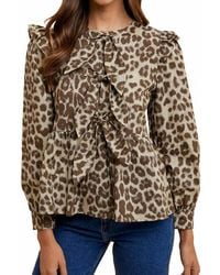 Anniewear - Becca Tied Leopard Peplum Blouse - Lyst