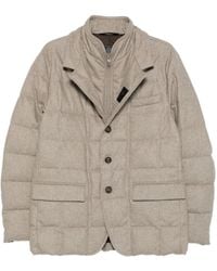 Fay - Double-Breasted Quilted Padded Grid Stitch Jacket - Lyst