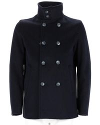 Herno - Double-Breasted High Stand Collar Polyester-Blend Coat - Lyst