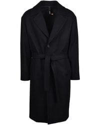 Hevò - Mid-Length Coat With Self-Tie Belt - Lyst