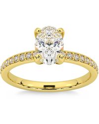 Pompeii3 - 2 1/4ct Oval Moissanite & Lab Grown Diamond Engagement Ring White Or Yellow Gold - Lyst