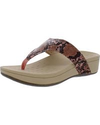 Vionic - Naples Suede Thong Wedge Sandals - Lyst