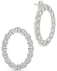 Sterling Forever - Rosario Cz Oval Stud Earrings - Lyst