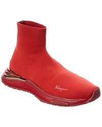 Ferragamo Ninette Knit Sock Sneaker - Red
