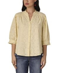 Wit & Wisdom - Ruffle Woven Button Down Top - Lyst