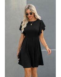 TRUEDAMES - Fashnzfab Elegant Solid Crew Neck Butterfly Sleeve Slim Dress - Lyst