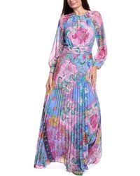 Teri Jon - Chiffon Whimsical Floral Gown - Lyst