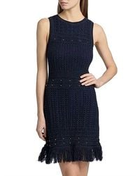 MILLY - Beaded Fringe Knit Shell Dress - Lyst