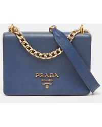 Prada - Saffiano And Soft Leather Chain Flap Shoulder Bag - Lyst