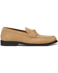 Versace - Sand Calf Suede Flat Shoes - Lyst