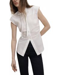 Veronica Beard - Joon Tie-Neck Button-Down Blouse - Lyst