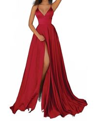 Clarisse - V-Neckline Long Flowy Dress - Lyst