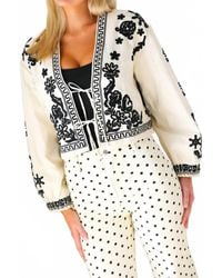 Elan - Embroidered Tie Front Jacket - Lyst