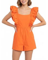 Day + Moon - Ruffled Tie Back Detail Romper - Lyst