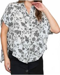 Umgee - Two Tone Floral Print Button Down Top - Lyst