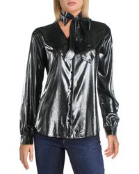 L'Agence - Gisele Shimmer Neck Tie Button-down Top - Lyst