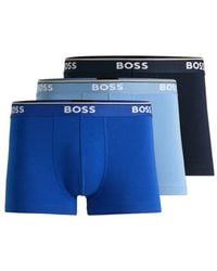 BOSS - Three-Pack Of Stretch-Cotton Trunks With Logo Waistbands - Lyst
