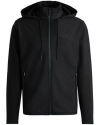BOSS - Bonded-Fleece Zip-Up Hoodie With Logo Detail - Lyst