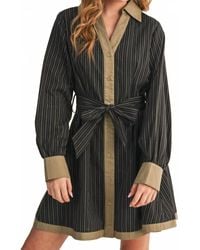 ..,merci - Striped Button Down Belted Mini Dress - Lyst