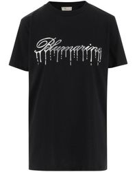 Blumarine - Cotton T-Shirt With Cast-Effect Logo - Lyst