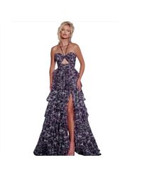 Jovani - Cut Out Floral Ruffle Ballgown - Lyst