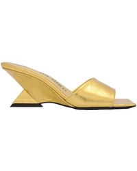 The Attico - Ladies Cheope 60 Mm Metallic Leather Wedge Mules - Lyst